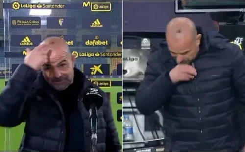 López se abrió una herida en la calva tras darse un golpe en el banquillo.
