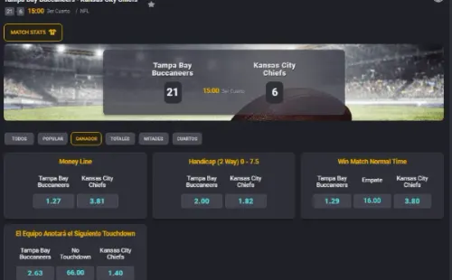 Sigue también las estadísticas en tiempo real de lo que ocurre en el Super Bowl LV 2021 desde Tampa. | Foto: Coolbet.
