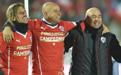 Jorge Sampaoli junto a su cuerpo técnico