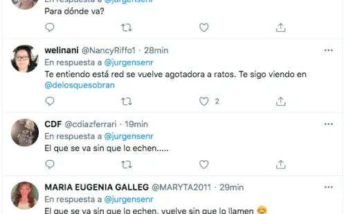 Las reacciones al cierre de la cuenta de Mauricio Jürgensen en Twitter.(8)