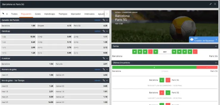 Estas son las cuotas para que te la juegues ya sea por el Barcelona como por el Paris SG en el Camp Nou, en la ida de los octavos de final de la UEFA Champions League. | Foto: Betsson.