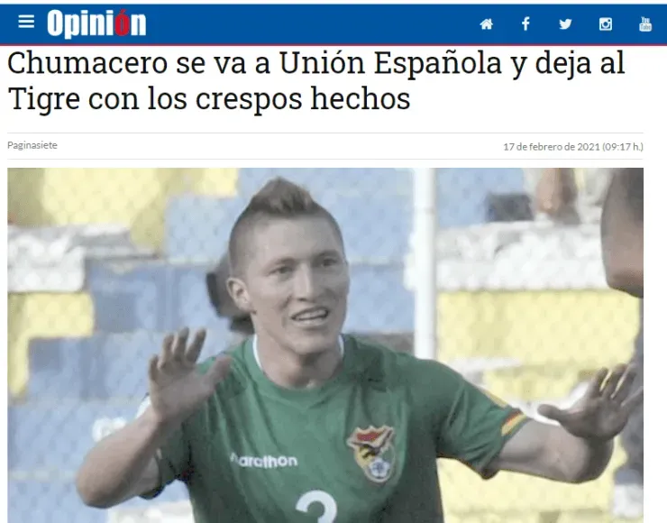 La llegada de Chumacero a Unión Española fue considerada como un desplante a The Strongest