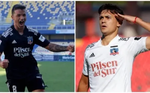 Dos icónicos delanteros de esta temporada, Gabriel Costa y Pablo Solari, y las indumentarias de local y visita.