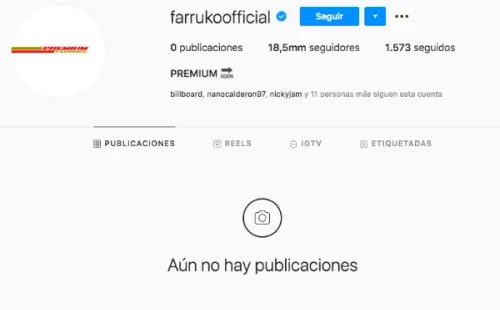 Tras la movida de Daddy Yankee, así se ve ahora la cuenta de Farruko.
