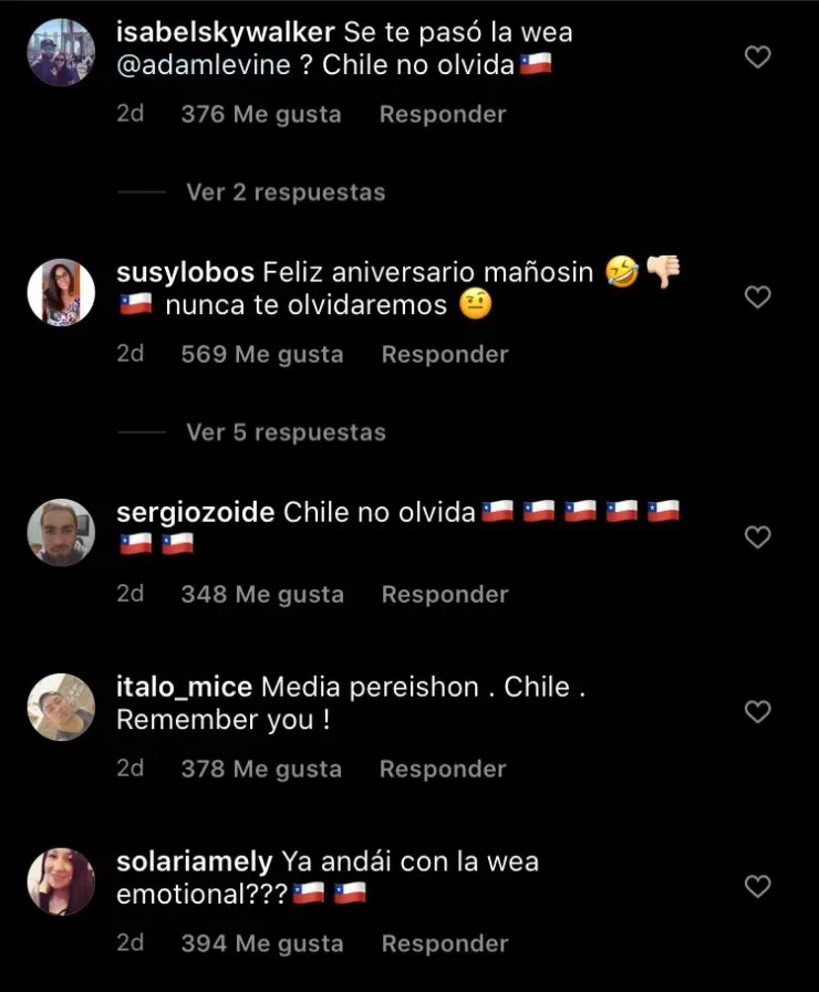 Maroon 5: Las reacciones de los chilenos ante la foto “emocional” de Adam Levine.(5)