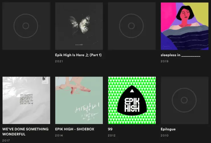 Spotify vs. K-Pop: Así se veía el perfil de Epik High la mañana de este lunes.(2)