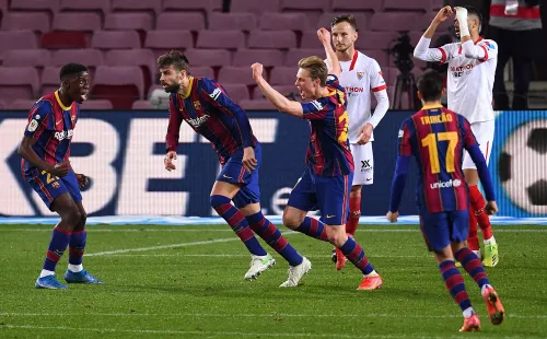Locura total: Gerard Piqué empata la serie cuando faltaban segundos de partido. Barcelona se instala nuevamente en la Copa del Rey y quiere ir por el título. (Foto: Getty)