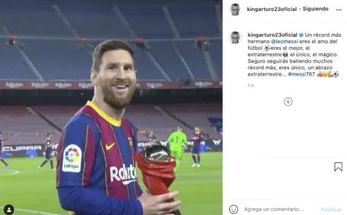 El mensaje de Arturo Vidal a Lionel Messi en Instagram. Foto: Instagram