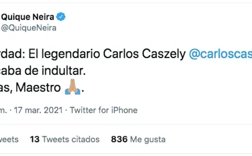 Quique Neira celebra el indulto concedido por el histórico de Colo Colo Carlos Caszely y comparte evidencias del perdón.(1)
