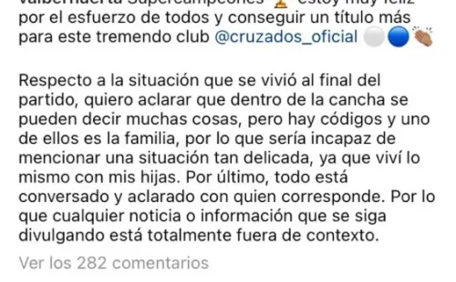 La reacción de Valber Huerta tras la Supercopa de la Católica contra Colo Colo.