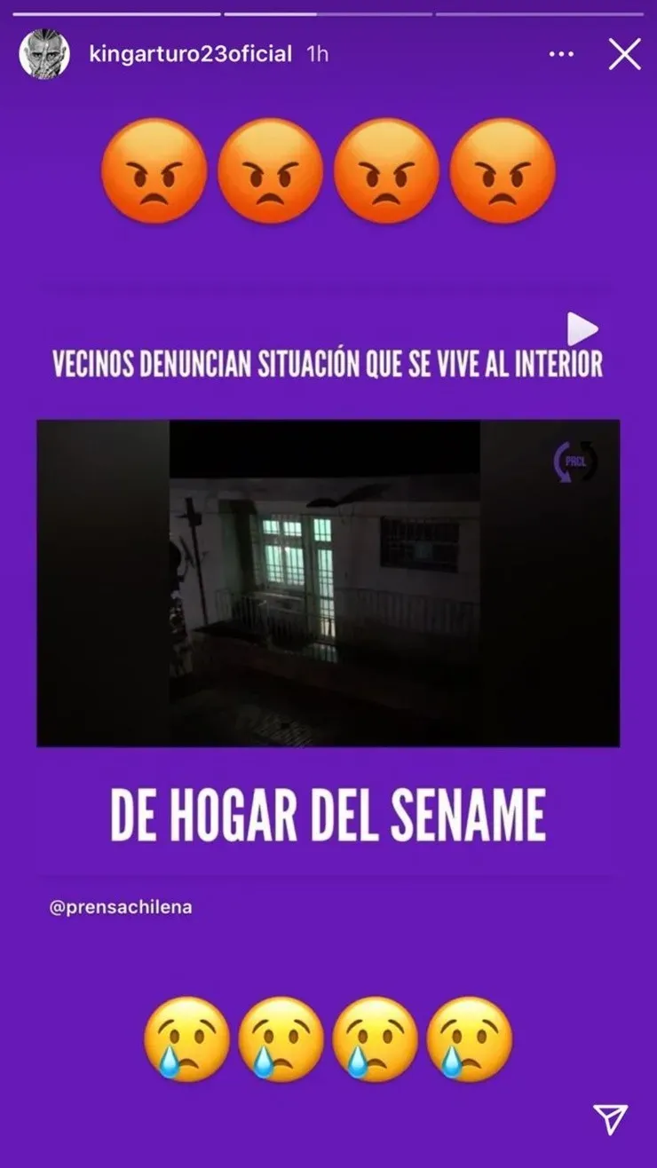 Arturo Vidal manifestó su indignación tras conocerse un video que alerta sobre el cuidado de niños, niñas y adolescentes en una residencia del Sename. Foto: Instagram