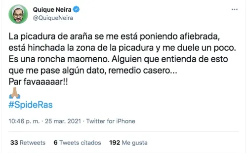 El relato de Quique Neira sobre la picadura de una araña de rincón.(2)