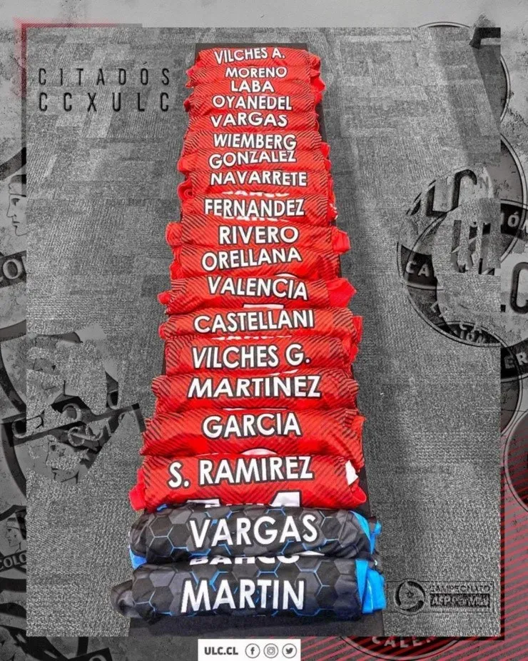 La lista de citados de Unión La Calera ante Colo Colo