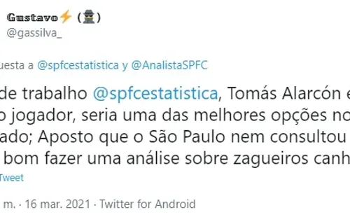 Tomás Alarcón aparece repeditamente en los comentarios de los fanáticos del tricolor paulista
