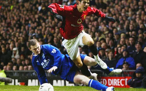 Cristiano Ronaldo en el Manchester United ante Wayne Rooney del Everton (Getty Images)