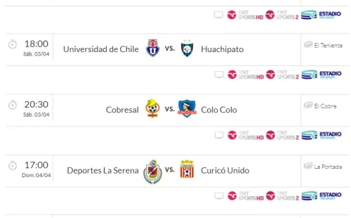 Programación de la segunda fecha del Torneo Nacional. Crédito: ANFP.