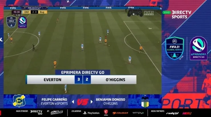 Parte del triunfo por 3-2 de Everton ante O’Higgins en el ePrimera DIRECTV GO. | Foto: Vibra.