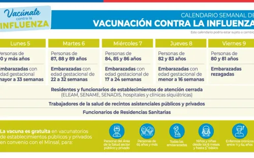Minsal: Calendario vacunación influenza
