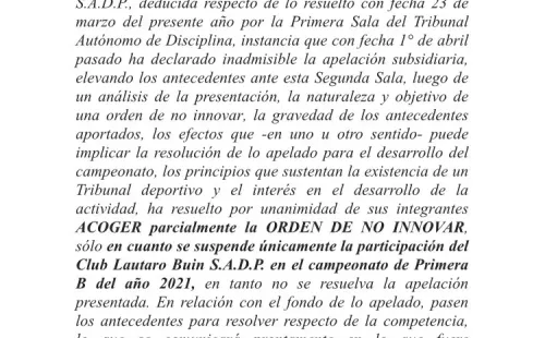 La resolución del Tribunal sobre el caso de Lautaro de Buin en la Primera B.