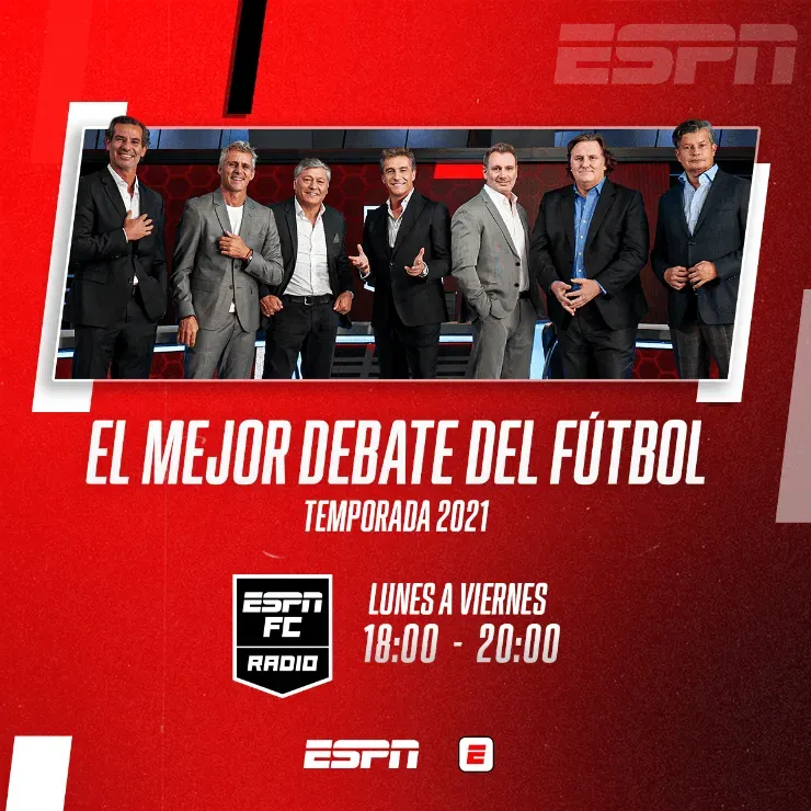 La mesa de ESPN FC Radio se amplía de lunes a viernes de 18:00 a 20:00 hrs. | Foto: ESPN.