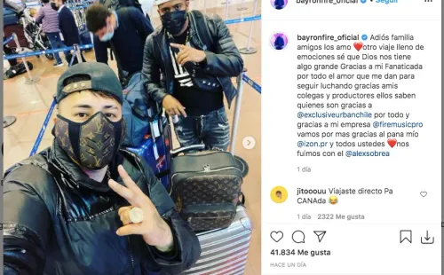 Bayron Fire despidiéndose en el aeropuerto, justo antes de que la PDI lo detuviera por la orden pendiente que tenía.