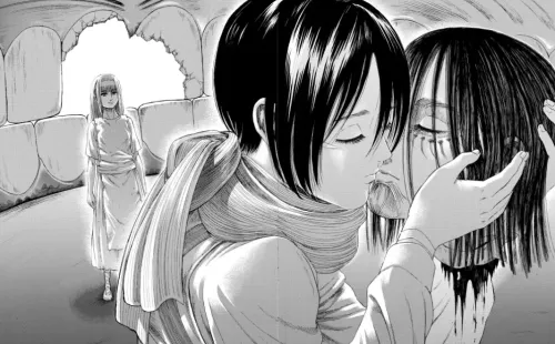 El último momento de Mikasa y Eren camino al final de “Shingeki No Kyojin”.