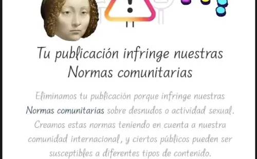 Denise Rosenthal indignada porque Instagram le borró su foto.(1)