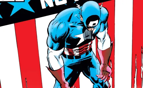 “The Falcon and The Winter Soldier”: La portada deCaptain America#332, el inicio del arco que cuenta el origen de U.S. Agent, a propósito de la renuncia de Steve Rogers al manto de Capitán América.