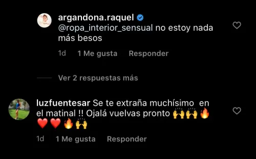 Los comentarios con que Raquel descartó su retorno a “Bienvenidos”, por medio de Instagram.