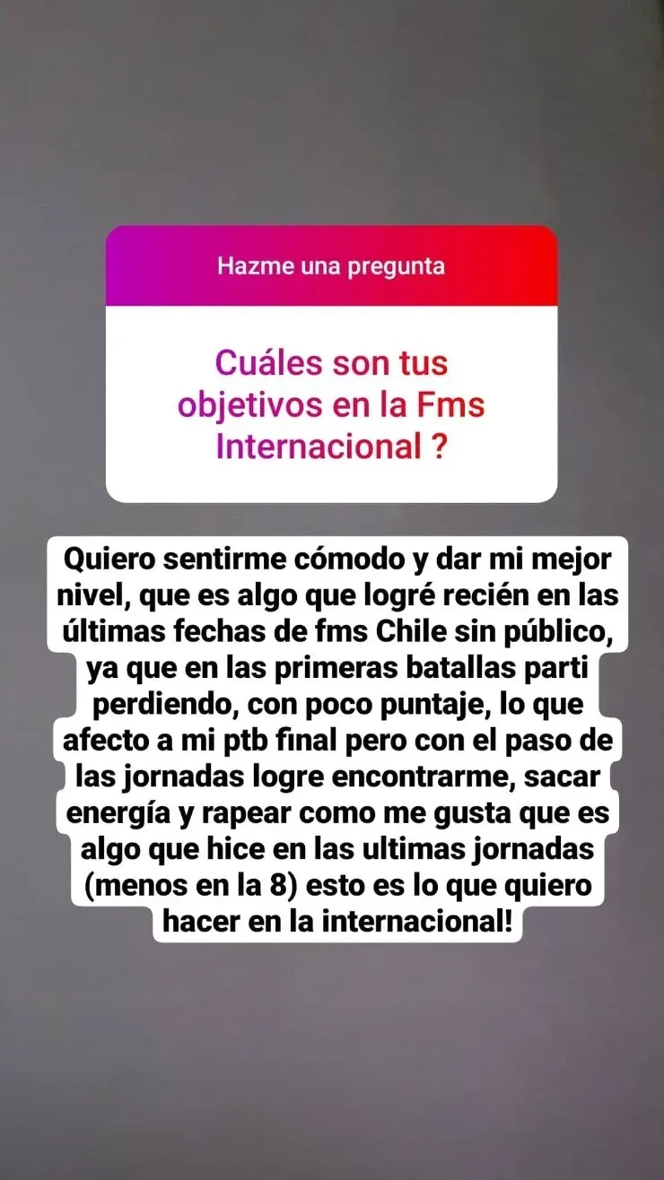 Los objetivos del freestyler chileno en FMS Internacional.(Foto: Instagram Nitro)