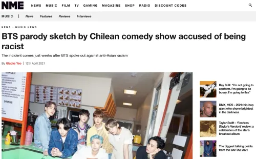 El artículo sobre la parodia de “Mi Barrio” a BTS en el sitio especializado en música NME.