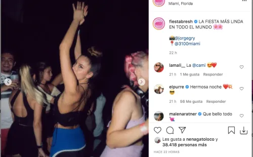 Cami Gallardo en “la fiesta más linda del mundo”, sin mascarilla ni distanciamiento social.(1)