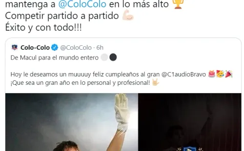 Publicación de Claudio Bravo a Colo Colo