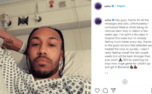 El mensaje de Pierre Emerick Aubameyang en su cuenta de Instagram.