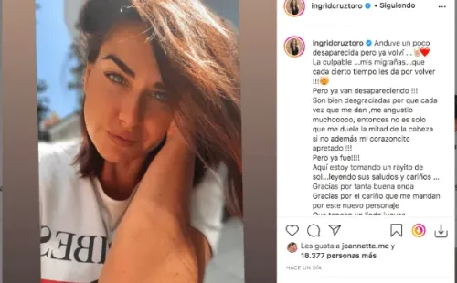 La publicación de Ingrid Cruz en su cuenta de Instagram.