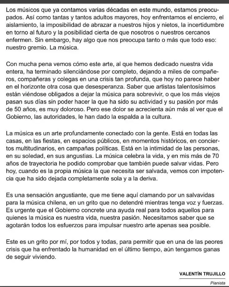 Carta de Valentín Trujillo