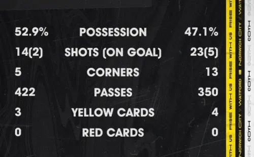 Los números que dejó el Norwich – Watford.