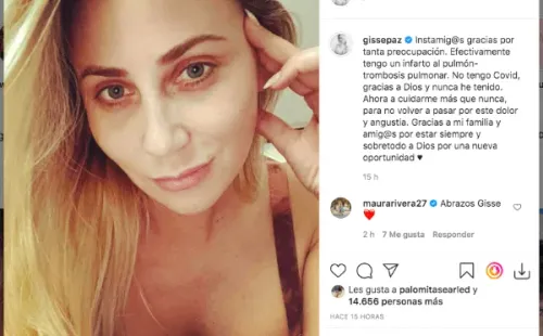 La publicación con que Gisella Gallardo actualizó el estado de su salud.