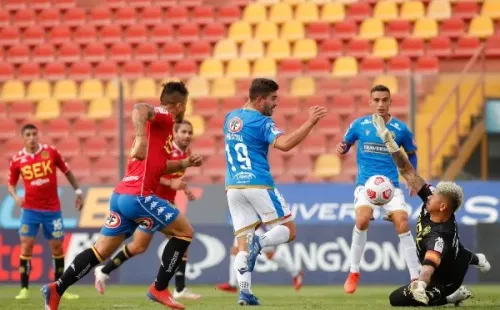Audax Italiano logró abrir la cuenta en el Santa Laura y la Unión Española igualó sobre el final. Foto: Agencia Uno.