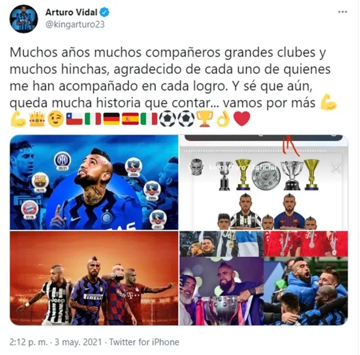 Arturo Vidal celebra nueve ligas ganadas en diez años