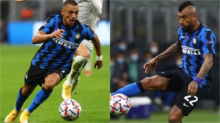 Alexis Sánchez y Arturo Vidal, jugadores chilenos del Inter de Milán