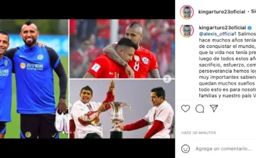La publicación de Vidal a Alexis Sánchez. Foto: Instagram