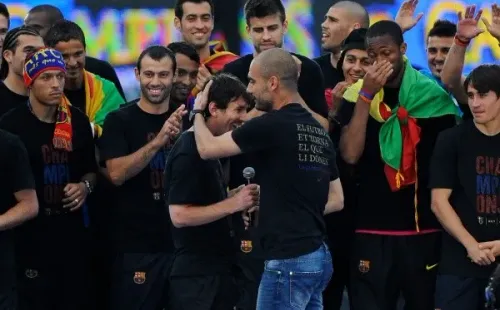 Messi y Guardiola lograron juntos triunfos extraordinarios en el Barcelona. Foto: Getty.