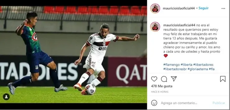 Mauricio Isla en Instagram, jugador de Flamengo