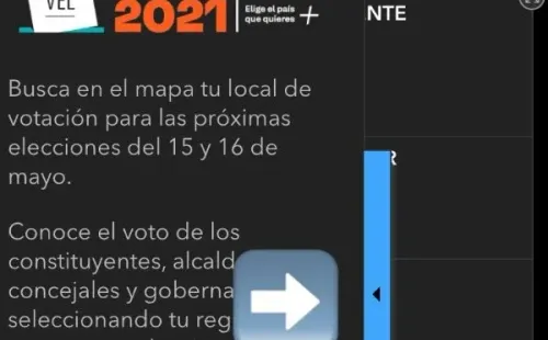 Debes seleccionar la pestacha azul con flecha como te indicamos acá. (Foto: Visor Elecciones)