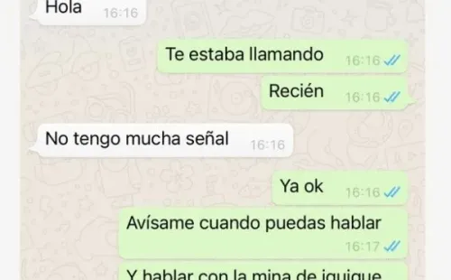 Los pantallazos de Whatsapp que dejaron expuesta la pelea entre Adriana Barrientos y Joche Bibbó.(1)