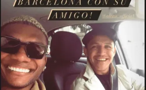 Esposa de Junior Fernandes destacando el reencuentro de su esposo con Alexis Sánchez. (FOTO: @missfernandes_10_)