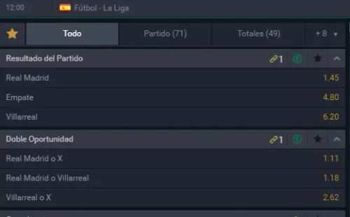 Estas son las cuotas para que te la juegues por Real Madrid o por Villarreal en la definición del título en la Liga de España. | Foto: Betsala.