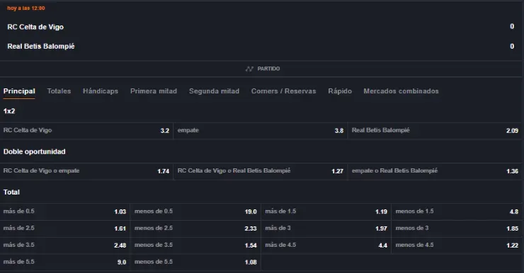 Estas son las cuotas para que te la juegues por el Betis, de Claudio Bravo y Manuel Pellegrini, y el Celta de Vigo en la espectacular definición de la Liga de España este sábado. | Foto: JuegaEnLínea.