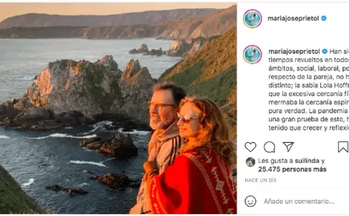 Esta fue la publicación de María José Prieto en Instagram, en la que reflexionó sobre su relación con Cristián Campos.